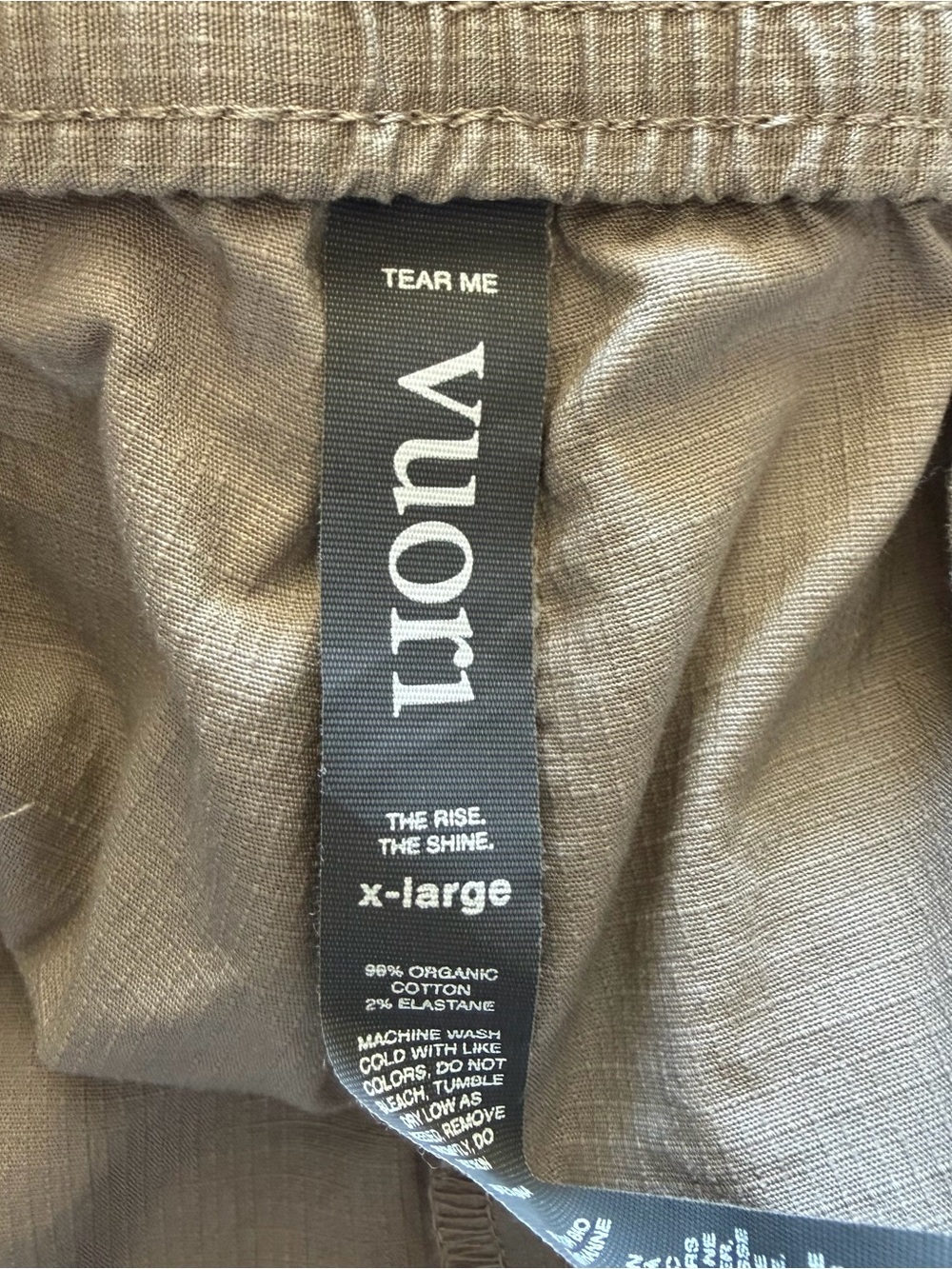 Vuori Ripstop Shorts in a sesame beige color, featuring elastic drawstring waist - Picture 11 of 12